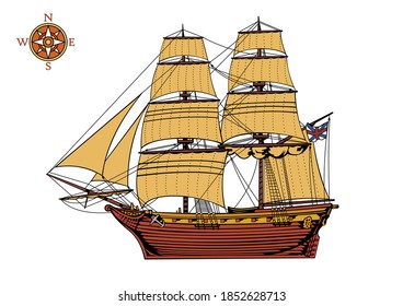 17th century English two-masted brig