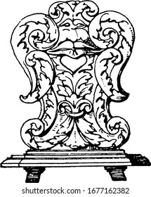 Of the 17th century, had openings for the hand that were carved into the wooden back of the chair. This was done for convenience in moving the chair, vintage line drawing or engraving illustration.
