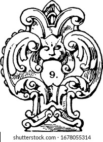 Of the 17th century, had openings for the hand that were carved into the wooden back of the chair. This was done for convenience in moving the chair, vintage line drawing or engraving illustration.