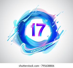 17th colorful anniversary logo. abstract liquid color elements celebration background design
