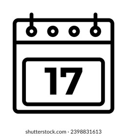 17th Daily Calendar Icon Vector. Outline Calendar Sign. vector illustration graphic