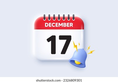 17th day of the month icon. Calendar date 3d icon. Event schedule date. Meeting appointment time. 17th day of December month. Calendar event reminder date. Vector