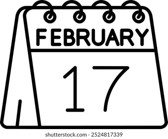 17. Februar Linie Vektor Icon Design