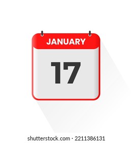 17th January calendar icon. January 17 calendar Date Month icon vector illustrator