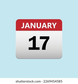 17th January calendar icon. January 17 calendar Date Month icon