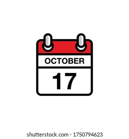 17th of October flat day of the month calendar icon. Date and time schedule concept. Vector illustration design
