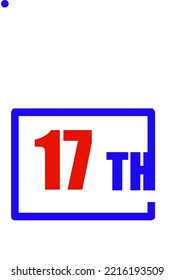 17th Ordinal Numbers counting vector art illustration with fantastic font and blue red color - 17th anniversary - happy birthday