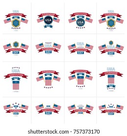 17th September American Citizenship Day. Set of 16 poster design template, vector illustration.