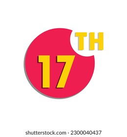 17.º número ordinal en el círculo, contando tipografía de aniversario icono símbolo de símbolo de símbolo de logo línea de diseño plano editable aislado en blanco