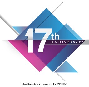 17th years anniversary logo, vector design birthday celebration with geometric isolated on white background.