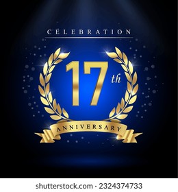 17th years celebration anniversary logo vector isolated on dark blue background