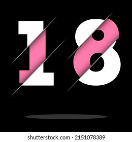 18 1 8 Number Logo Design with a Creative Cut and Black Circle background. Creative logo design.