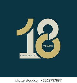 18, 18th Years Anniversary Logo, Vector Template Design element for birthday, invitation, wedding, jubilee and greeting card illustration.