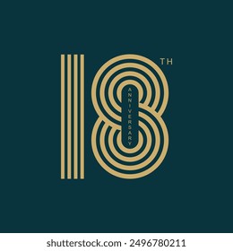 18, 18th Years Anniversary Logo, Vector Template Design element for birthday, invitation, wedding, jubilee and greeting card illustration.