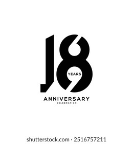 18, 18th Years Anniversary Logo, Vector Template Design element for birthday, invitation, wedding, jubilee and greeting card illustration.