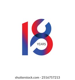 18, 18th Years Anniversary Logo, Vector Template Design element for birthday, invitation, wedding, jubilee and greeting card illustration.