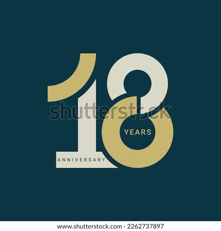 18, 18th Years Anniversary Logo, Vector Template Design element for birthday, invitation, wedding, jubilee and greeting card illustration.