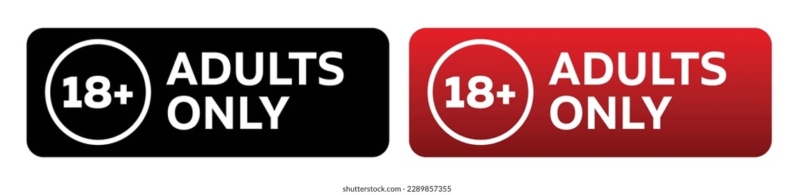 18+ Adults only content Buttons isolated on background. 18+ Adults only content Buttons symbol for your website. 18+ Adults only content Buttons logo, sign, app, UI. 18+ Adults only content Buttons St