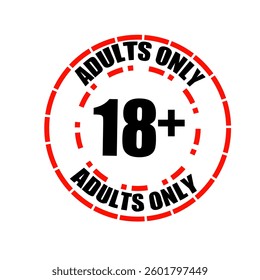 18+ adults only design with black and red colors