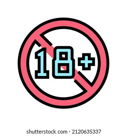 18 age restriction color icon vector. 18 age limit restriction sign. isolated symbol illustration