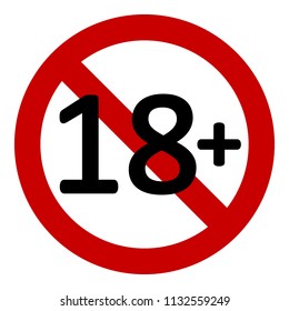 18 age restriction sign on white background. Vector illustration.