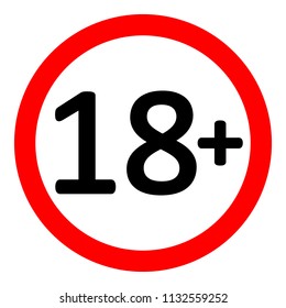 18 age restriction sign on white background. Vector illustration.