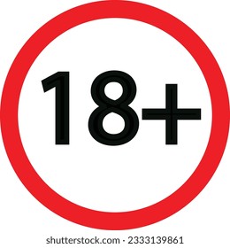 18+ age restriction sign vector