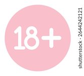 18+ age restriction symbol icon. Commonly used for labeling adult content, age-restricted products, websites, apps, or media. Clean and simple design suitable for universal use.