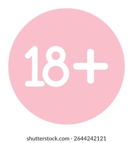 18+ age restriction symbol icon. Commonly used for labeling adult content, age-restricted products, websites, apps, or media. Clean and simple design suitable for universal use.
