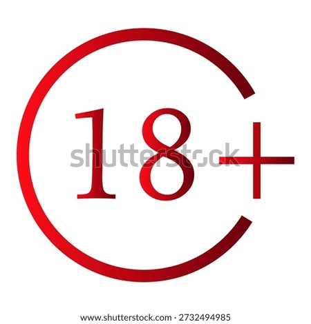 18+ age restriction symbol in a red circle. Warning about adult content. EPS 10.