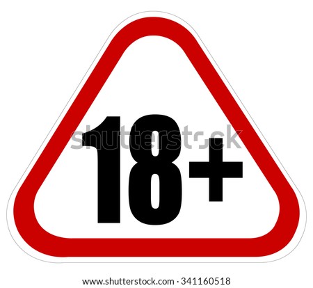 18+ Age Restriction Triangle Red and White Warning Sign, Vector Illustration isolated on White Background.