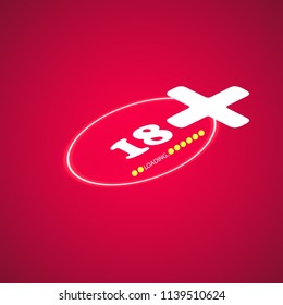 18 age warning stamp with progress loading bar with lighting