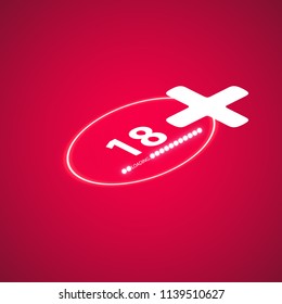 18 age warning stamp with progress loading bar with lighting