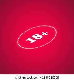 18 age warning stamp, Vector illustration. Flat design