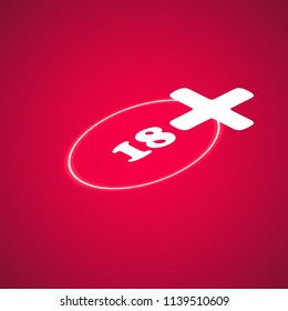 18 age warning stamp, Vector illustration. Flat design