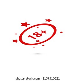 18 age warning stamp, Vector illustration. Flat design