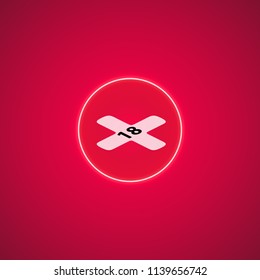18 age warning stamp, Vector illustration. Flat design
