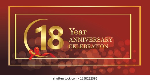 18 anniversary logo vector template. Design for banner, greeting cards or print.