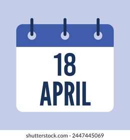18 April Calendar. Blue Background. Vector Calendar.