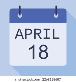 18 April Calendar, Vector Calendar.