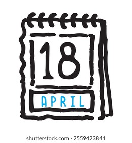 18 April date calendar - A simple yet elegant line art illustration of a date calendar captures the essence of organization and timekeeping. The clean lines and minimalistic design 
