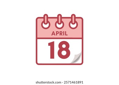 18 April month single day vector, illustration, calendar with maroon, rose and white color background calendar April 18