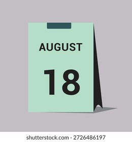 18 august calendar date icon minimal desk calendar vector illustration