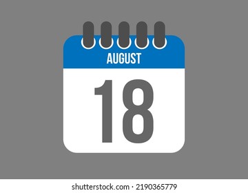 18 calendar august. Calendar icon for August days in blue color on dark background.