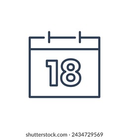 18 Calendar Icon, 18 Date Icon for Appointment Line icon