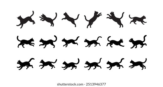 18 Silhueta Cat Ilustrações de Corrida e Salto Linhas