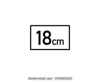 18 centimeters icon vector illustration, 18 cm size