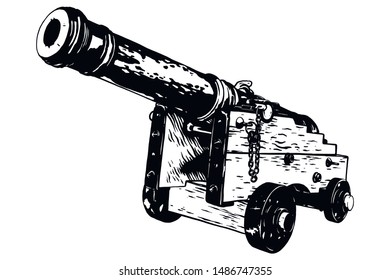 18 century howitzer. Old weapon.