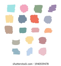 18 Colorful Brush Stroke shape for decoration crafts project, card, background and any design. Vector illustration.