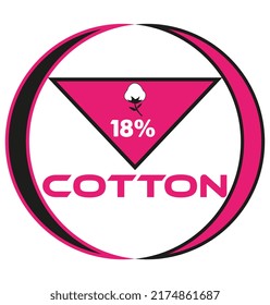 18% algodón vectorial ilustración símbolo de signo en forma circular rosa sello de negocios aislado en fondo blanco